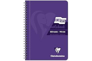 Clairefontaine Europa - Ref 5813Z Wirebound Notebooks, Hardwearing Bright and Glossy Covers, 180 Lined Sheets, A5 size and Micro-Perforated Pages, Purple Cover
