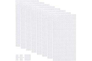 shineFinder Set di 8 pannelli compatibili con la maggior parte delle marche, piastre di base rettangolari 25,6 x 12,8 cm, con 16 x 32 gommini per giochi creativi (25.6 * 12.8cm, Bianco)