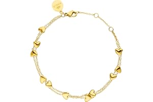 Purelei® Alohi Heart Armband – Zweireihiges Herz-Armband aus Edelstahl in Gold, Silber & Roségold