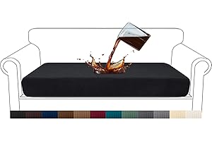 Granbest Premium Water-Repellent Sofa Seat Cushion Covers High Stretch Jacquard Fabric Couch Seat Slipcover Protector for 3 seater sofa (3 seater, Black)