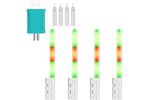 FUFRE Luz de pesca electrónica, indicador de picada con batería recargable CR425, varillas luminosas LED para pesca, luz nocturna