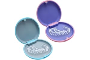 OUPDATE 2Pcs Retainer Case, Magnetic Closure Denture Box Portable for Retainers and Small Accessories, Orthodontic Denture Storage Multifunctional Mouth Guard Container for Invisalign