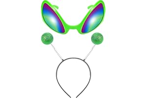 ZNDFTW 2 Pcs Alien Headband, Alien Headband Adult, Alien Glasses, Alien Accessories Headband Rainbow Lens Sunglasses Novelty Costume Party Accessories for Party Cosplay Halloween Costume