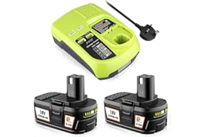 PDSTATION 2 Pack P108 5.5Ah Replacement for Ryobi Battery 18V+P117 3A Charger with Dual USB Ports Compatible with Ryobi 18V Battery P102 P107 P108 P104 P109 P122 RB18L50 RB18L15