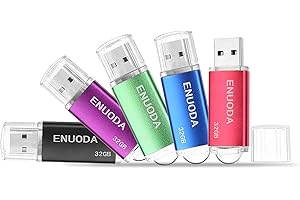 ENUODA Lot de 5 Clé USB 32 Go USB 2.0 Flash Drive Stockage Rotation Disque Mémoire Stick (Noir Violet Vert Bleu Rouge)