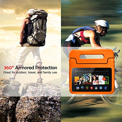 AFUNTA Feuer 7 2015 Fall, geringes Gewicht Shock Proof Convertible Griffhalterung EVA Schutz Kinder-Kasten für Amazonas Feuer 7-Zoll-Display-Tablet (5. Generation – 2015 Veröffentlichung Only) -Orange - 7