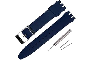 Rihahisy Sostituzione cinturino in gomma siliconica/cinturino per orologio con fibbia in acciaio inox argento per Swatch