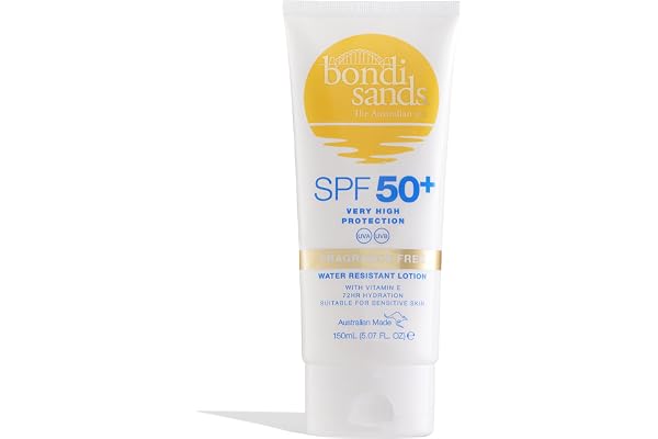 Bondi Sands - Lotion SPF 50+ sans parfum - écran solaire imperméable et hydratant avec SPF50+ pour peau sensible, 150 ml
