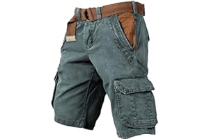 LDZYXY Pantaloni Corti Bermuda Cargo Pantaloni Corti Uomo Taglie Forti Pantaloncini Multitasche Corti Bermuda Pantaloncini Uomo Cargo Shorts Vintage Cotone Multi-Tasca Estate Pantaloni Corti Cargo