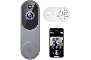 guggre 1080p Wireless Video Doorbell with Indoor Ring Chime, Enhanced Security with AI Human Detection, 2-Way Audio, Night Vision, AES-128 Cloud Storage, Real-Time Alerts, Smart Home Protection