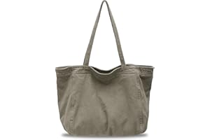 BOZIEE Denim/CanvasTasche Damen Shopper Groß Damen Tote Bag Beuteltasche mit ReißVerschluss,Tragetasche Shopping Bag für School Schule Arbeit Büro Reisen Einkaufen Alltag