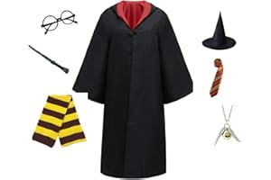 HALAYAYA Halloween Magic Wizard Costume 7 PC Set for Boys and Girls Teenager and Adults, Movie Quality Dress Up Costume Accessories Set