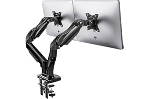 HUANUO Support Ecran PC 2 Ecran de 13 à 32 Pouces, Bras pour Écran Pc pour Écrans Plats, Bras Ecran PC VESA 75x75/100x100mm (Noir)