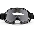 KASTWAVE Motorcycle Goggles, Dirt Bike Off Road Racing, Riding Goggle Anti-Scratch Dustproof Bendable, UV400 Eyewear Padded Soft Thick Foam, (Black& clear Lens)