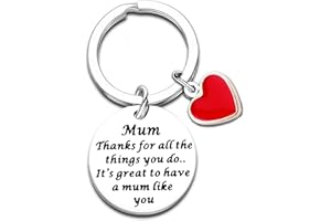 Nimteve Mum Keyring Mum Gifts From Son Daughter Mother's Day Gifts Birthday Gifts For Mum Key Ring Mum Jewellery Mother Presents Red Love Heart (Mum Thanks For All The Things)
