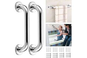 Shackcom 2 Pezzi 30cm Maniglione per Vasca Maniglie per Bagno in 304 Acciaio Inox Maniglia Doccia Antiscivolo Maniglia di Sicurezza per Montaggio a Parete Portasciugamani