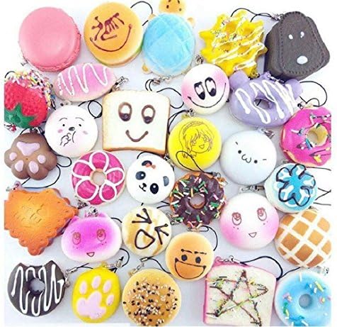 10Pcs/Pack Kawaii Squishies Toy Mini Soft Squishy Cake Bread Donuts Pineapple Bread Toasts Cream Scented Squeeze Stress Relief Toy Children Kids Pretend Food Toys Set