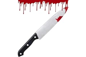 BELLA DOX Halloween Bloodied Fake Knife Fancy Dress Accessory Prop Bloody Knife 30cm Plastic Weapon Toy Pretend Cosplay Party Costume