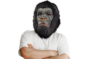 PARTYHOP CreepyParty - Máscara de gorila del rey Kong de látex de cabeza completa realista, máscaras de chimpancé para Halloween, carnaval, fiesta de cumpleaños