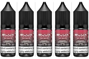 BRITACES Vape ELiquid by Eluxx Legends NicSalt, Nicotine Free - Salt2%. (Pack of 5) (20 m g) (Strawberry Raspberry Cherry)