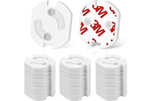 Kimsky [30 Stück] Steckdosen Kindersicherung mit Dreh-Mechanik und vollflächigem Selbst Klebeband, Schraubbar und Steckbar Weiß Steckdosen, für Baby und Kinder Sicherheits Schutzsteckdose