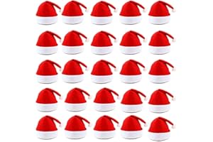 LYFETC 24/48/108 Stück Klassische Weihnachtsmützen, extra große Weihnachtsmannmützen für Erwachsene, universelle Passform, rote und weiße Hüte, verdickte Weihnachtsmützen