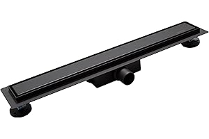 BALNEO Canal de Ducha, Desagüe de Suelo, Canal de desagüe 90 Negro de Acero Inoxidable, Bajo 52mm, Juego Completo, Desagüe de Ducha por Ambos Lados con Panel o Placa Inferior, Duplex Next 2 en 1