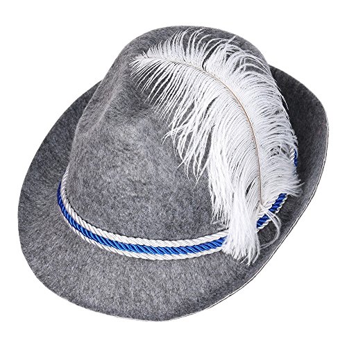 S/O Trachtenhut Blau/Weiß mit Feder Bayern Filzhut Trachtenhut Seppel Hut Bier Hut Tiroler Tirolerhut - 2