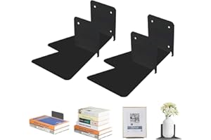 devesanter Floating Bookshelves, Invisible Bookshelf, Floating Book Shelves Wall Mounted, Metal Floating Display Rack for Office, Kitchen, Bedroom,Lvingroom(4 pack, Black)
