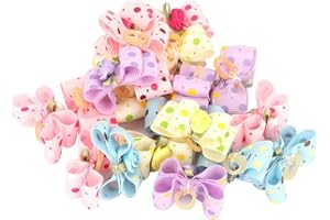 PSSOPP 20 Stücke Hundeschmuck Haustiere Haarspangen Pet Bowknot Haar Seil Hund Katze Doppelschicht Bogen Gummibänder Schöne Pet Haarknoten Hundesalon Zubehör