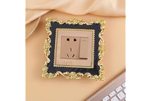 DWUENT Light Switch Surround, Light Switch Cover Plates, Light Switch Covers, 4Pcs Golden & Black Switch Plates, 8.6x8.6cm Plastic Wall Switch Covers for Living Room, Office, Home Decor