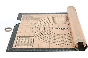 Lazymi Antidérapant Tapis de Cuisson en Silicone extra épais, Anti-Adhérent Feuille de Cuisson Patisserie avec Mesures, Tapis de Four pour Pizza/Biscuit/Pâte (avec Coupe-Pâte) (40×50 cm, Gris)