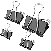 Binder Clips - Pack of 100 Foldback Clips 4 Sizes Paper Clips Stationary Clamps 15mm 19mm 25mm 32mm