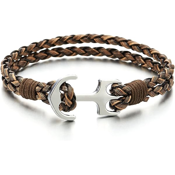 COOLSTEELANDBEYOND Anker-Armband Aus Leder – Nautisches Design Für Damen & Herren