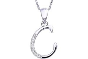 VIKI LYNN Initial Pendant 925 Sterling Silver Letter Necklace with Cubic Zirconia Personalised Gifts for Women Ladies Girls
