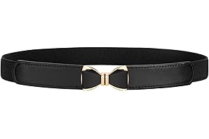VONMELLI Elastic Skinny Belt for Women Dresses Fashion Stretch Thin Waist Belt Retro Ladies Belt with Bow Buckle