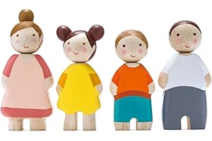 Tender Leaf Toys Meubles de Poupées: Famille DE POUPÉES 'The Leaf' 5x3,5x10,5, 4 pièces, en Bois, en boîte 13,8x3,6x25,8cm, 3+