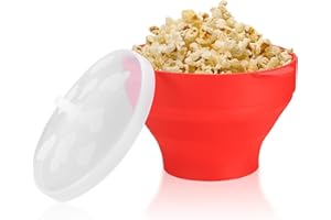 PXARMYYXGS Große Popcorn Mikrowelle, Faltbar Popcorn Maker, Silikon Popcorn Behälter, Popcorn Schüssel mit Deckel, Popcorn Topf, BPA-frei Ohne Öl Popcorn Popper für Mikrowelle, Haus, Küche, Party