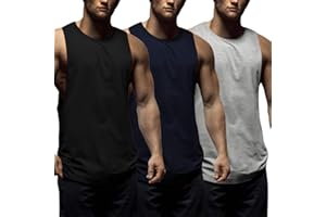 COOFANDY Men's Muscle Vest Gym Workout Shirts Sleeveless 3 Pack Bodybuilding Training Tops