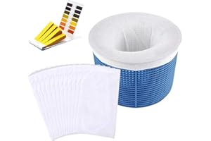 SALADOCY 12 Stück Pool Skimmer Socken, Skimmer Filter Netz Wiederverwendbar für Skimmerkorb, für Entfernt Schlacken, Blätter, Abschaum, Weiß