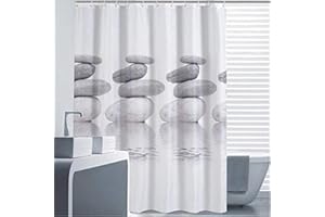 Goldbeing Duschvorhang 180x180 Textil Grau Pebble Schimmelresistenter und Wasserabweisend Shower Curtain mit 12 Duschvorhangringen (180*180cm)