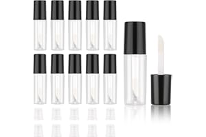 Molain Tubes vides pour gloss à lèvres, 10 tubes rechargeables, conteneurs cosmétiques transparents, tube de gloss pour cosmétiques et maquillage à lèvres (noir)