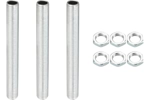 PATIKIL M12 Filettatura 100mm (3,94") Lampada Tubo Kit con Blocco Dadi, 3 Set Tutti Filo Aste Fissaggi Ferramenta per Lampadario Soffitto Luce Fai Da Te, Zinco Placcatura
