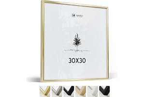 Heimlich® - Picture Frame - 30x30 cm, Aluminium Metal, Gold - Medium Square Picture Frame with Plastic Sheet Cover - Wall Mount Display Only