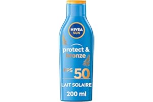 NIVEA SUN Lait solaire activateur de bronzage Protect & Bronze FPS 50 (1 x 200ml), crème solaire avec protection UVA/UVB pour un hâle naturellement bronzé