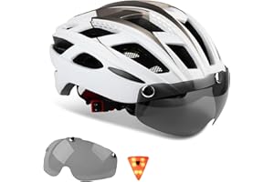 KINGLEAD Adult Men's Women's Bike Helmet with LED Lighting and Magnetic Visor, Mountain Bike Helmet Magnet Protection Road Removable and Adjustable 57-62CM