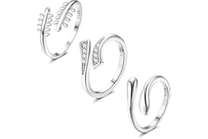 Kakonia 3 Pcs Toe Rings for Women 925 Sterling Silver Toe Rings Adjustable Sliver Gold Toe Ring Leaf Droplet Cubic Zirconia Band Ring Open Beach Rings Foot Jewelry