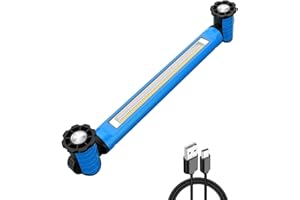 CLV Work Light Bar 3000LM Bright 6 Modes Magnetic Underhood Work 5000mAh Rechargeable with Hooks Cordless Battery Powered Mechanic Light for Car Repair, Garage, Underhood Emergencies Blue