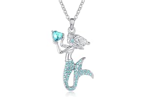 DOKIA Mermaid Necklace for Girls - Cubic Zirconia Mermaid Pendant Girls Necklaces, Girls Jewellery Gifts Birthday Christmas, Kids Neckalce Jewellery for Girls Daughter Granddaughter