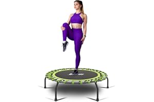 Gielmiy Fitness trampolín Ø Aprox. 101cm, silencioso pequeño Fitness rebounder para Fitness en Interiores, Sistema de diseño de Cuerda elástica, Peso del Usuario hasta 150kg